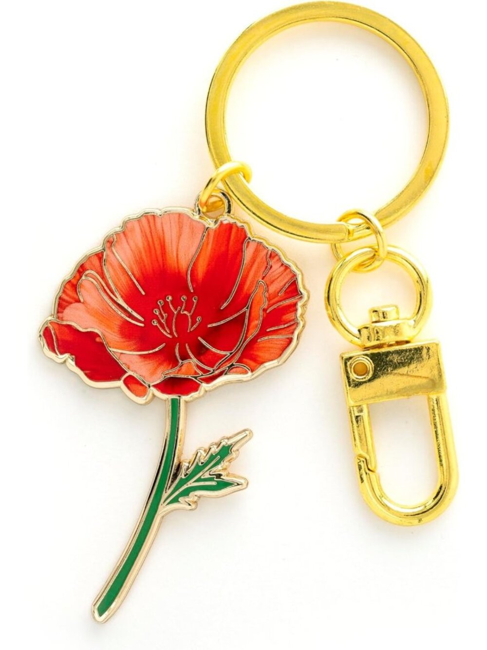 Vibrant Red Poppy Keychain & Bag Charm - Boho Floral Accessory, August Birth